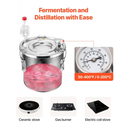 Alcohol Still 3 Gal 11.4 L Stainless Steel Water Alcohol Distiller with Copper