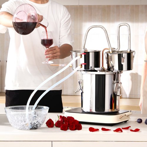 Alcohol Still 3 Gal 11.4 L Stainless Steel Water Alcohol Distiller with Copper