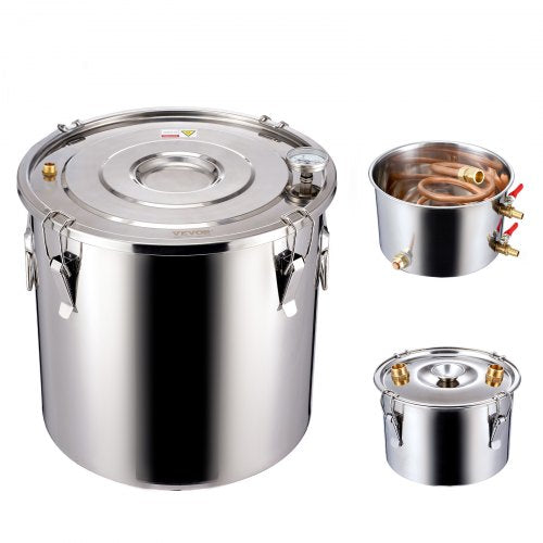 Alcohol Still 3 Gal 11.4 L Stainless Steel Water Alcohol Distiller with Copper