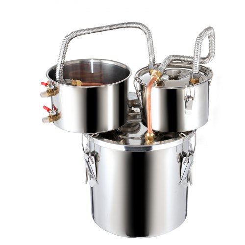 Alcohol Still 3 Gal 11.4 L Stainless Steel Water Alcohol Distiller with Copper
