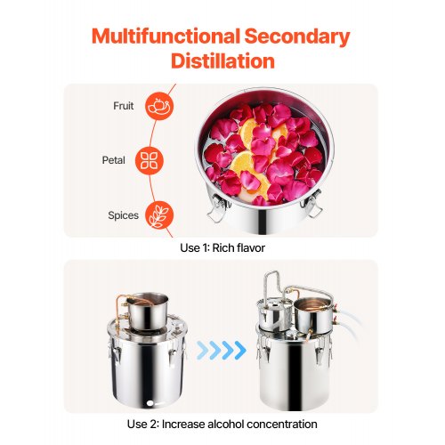 Alcohol Still 8 Gal 30 L Stainless Steel Water Alcohol Distiller with Copper