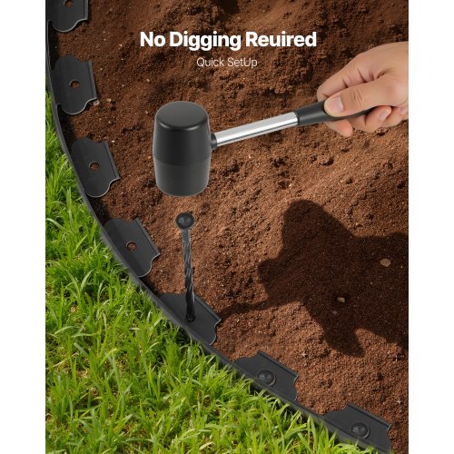 Landscape Edging 20 ft x 2 in Plastic Garden Border Edging with 120 Spikes