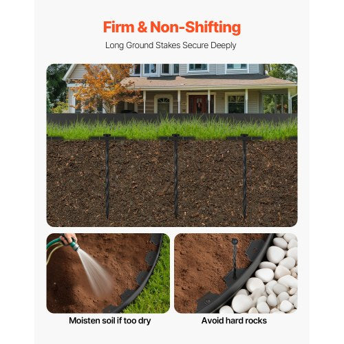 Landscape Edging 20 ft x 2 in Plastic Garden Border Edging with 120 Spikes
