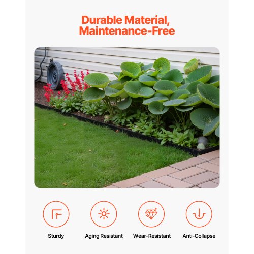 Landscape Edging Border 10Pcs 6 ft x 1.6 in Plastic Garden Edging with 60