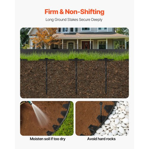 Landscape Edging Border 10Pcs 6 ft x 1.6 in Plastic Garden Edging with 60