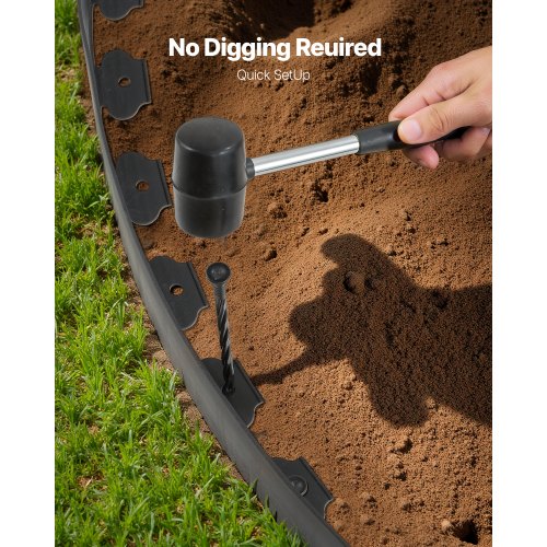Landscape Edging 66 ft x 4 in Plastic Garden Border Edging with 60 Spikes