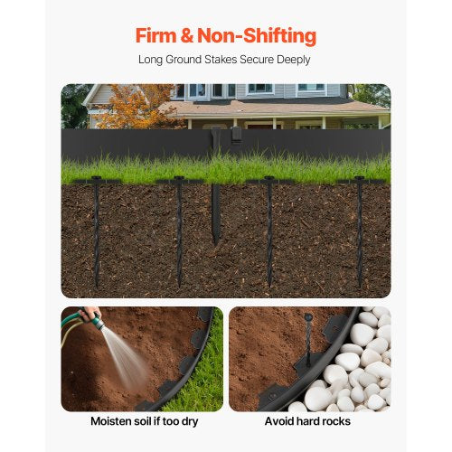 Landscape Edging 66 ft x 4 in Plastic Garden Border Edging with 60 Spikes