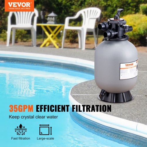 Sand Filter 16inch Up to 35 GPM Flow Rate Above Inground Swimming Pool