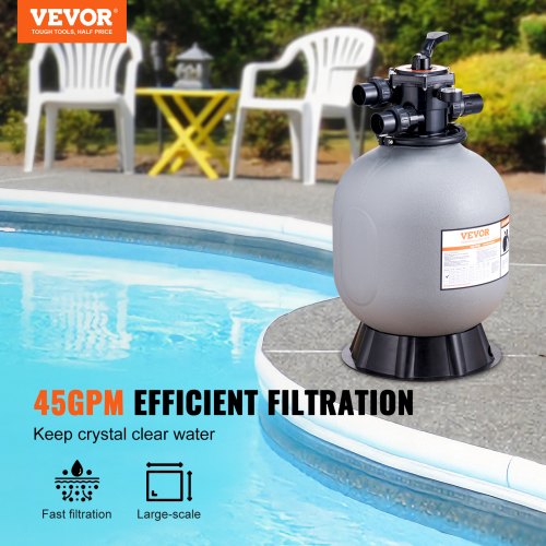 Sand Filter 19inch Up to 45 GPM Flow Rate Above Inground Swimming Pool