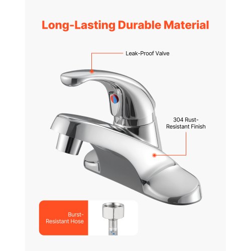 Single Handle Sink Faucet ChromePlated Silver Single Handle Bathroom