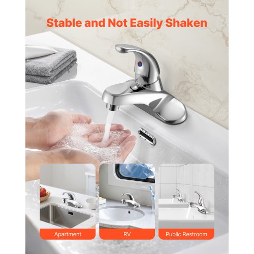 Single Handle Sink Faucet ChromePlated Silver Single Handle Bathroom