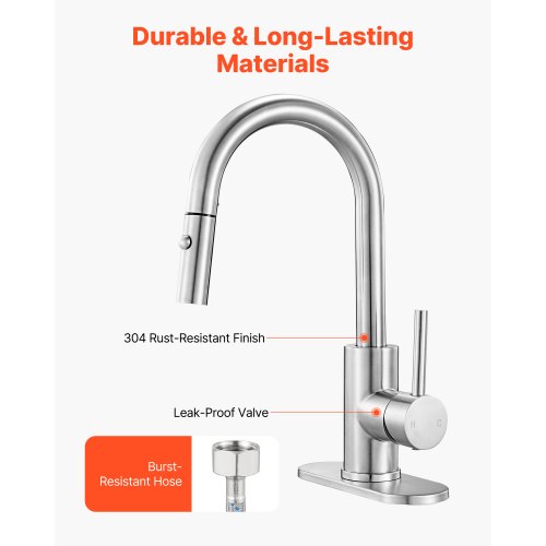 Single Handle Sink Faucet Brushed Nickel Kitchen Faucet with Pull Down Sprayer