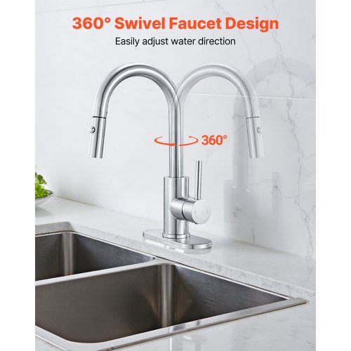 Single Handle Sink Faucet Brushed Nickel Kitchen Faucet with Pull Down Sprayer