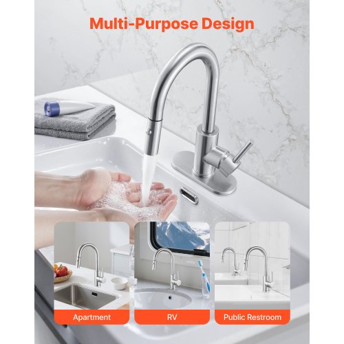 Single Handle Sink Faucet Brushed Nickel Kitchen Faucet with Pull Down Sprayer