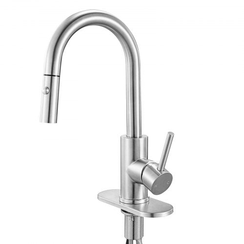 Single Handle Sink Faucet Brushed Nickel Kitchen Faucet with Pull Down Sprayer