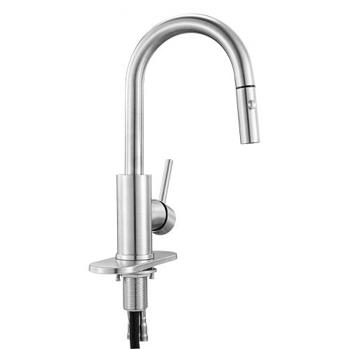 Single Handle Sink Faucet Brushed Nickel Kitchen Faucet with Pull Down Sprayer