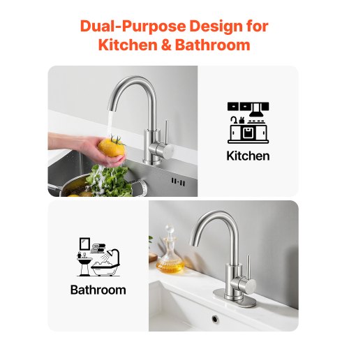 Single Handle Sink Faucet Kitchen Faucet Brushed Nickel Single Handle
