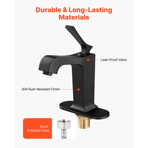 Single Handle Sink Faucet Matte Black Finish Faucet Kitchen Sink Kitchen