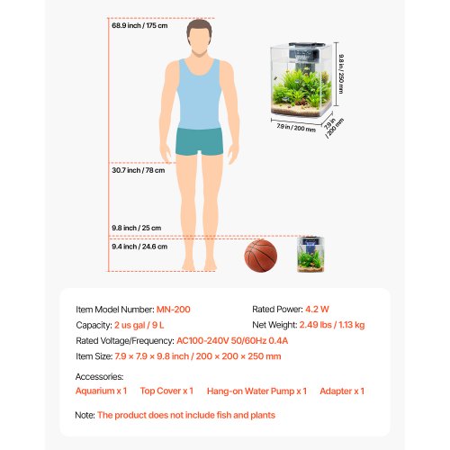 Fish Tank Aquarium 2 Gallon Arch UltraClear GPPS Starter Smart Tank
