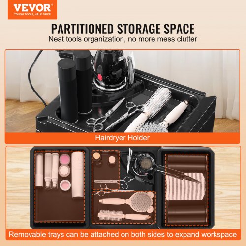 Beauty Salon Trolley Cart Plastic Salon Rolling Cart for Stylist with 5