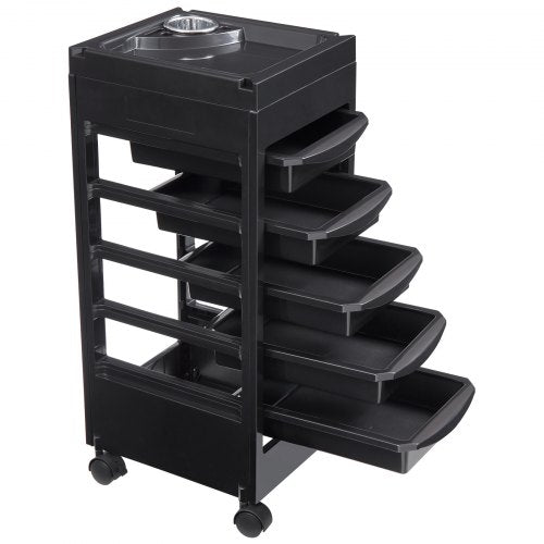 Beauty Salon Trolley Cart Plastic Salon Rolling Cart for Stylist with 5