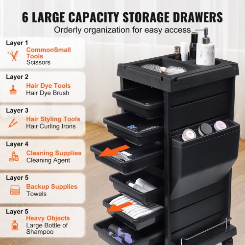 Ultimate Salon Trolley Cart Lockable Beauty Salon Cart for Stylist with 6