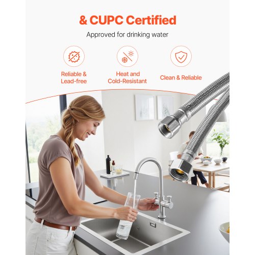Faucet Hose Connector 16Inch Length 38 Inch Comp x 12 Inch FIP 10Pack