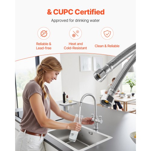 Faucet Hose Connector 24Inch Length 38 Inch Comp x 12 Inch FIP 2Pack