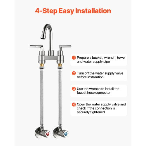 Faucet Hose Connector 24Inch Length 38 Inch Comp x 12 Inch FIP 2Pack