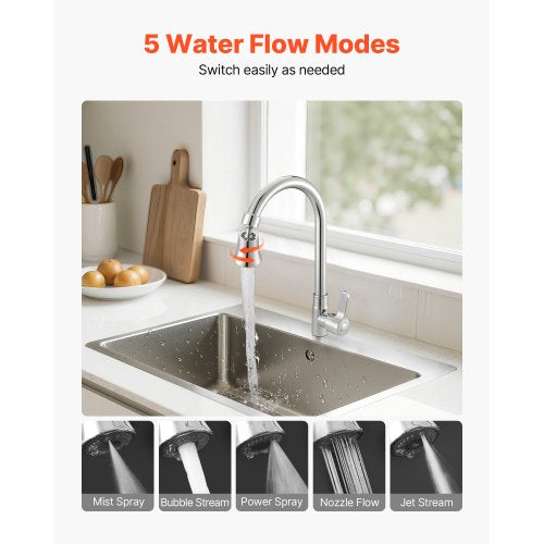 Faucet Aerator 360° Swivel Kitchen Sink Aerator 5Function 5Flow Sink
