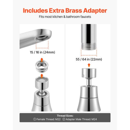 Faucet Aerator 360° Swivel Kitchen Sink Aerator 5Function 5Flow Sink