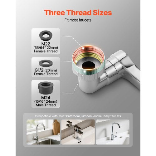 1080° Swivel Faucet Extender 2 Sprayer Modes Sink Water Faucet Aerator