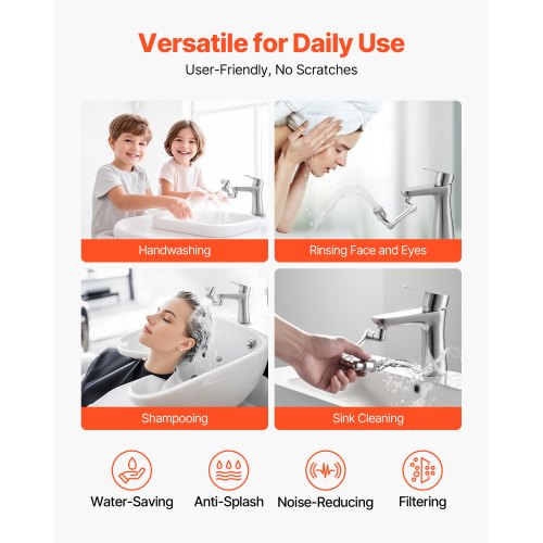 1080° Swivel Faucet Extender 2 Sprayer Modes Sink Water Faucet Aerator