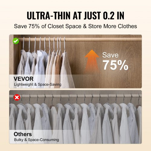 Hangers 0.2 in UltraThin 50 Pack White Plastic Hangers with Stable