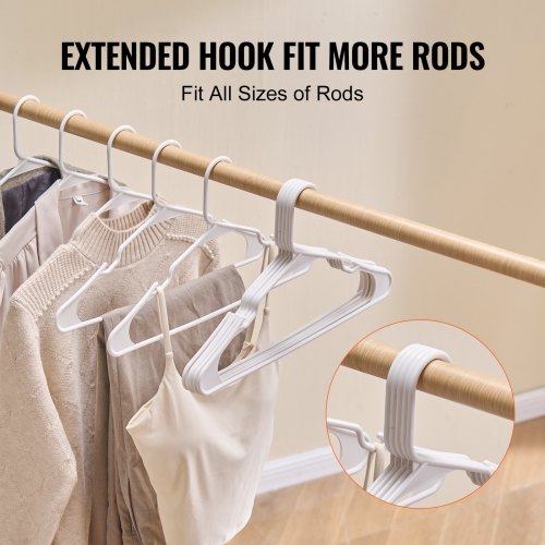 Hangers 0.2 in UltraThin 50 Pack White Plastic Hangers with Stable