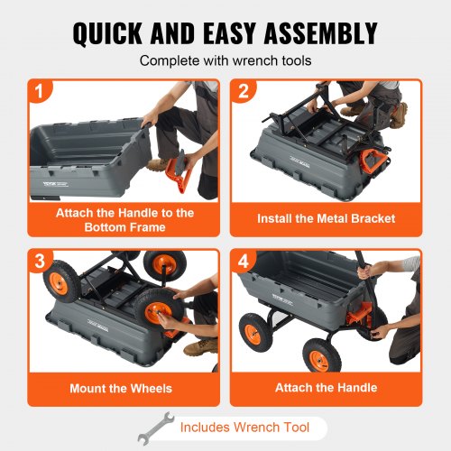 Garden Cart Durable Poly Dump Cart with Simple Assembly Steel Frame