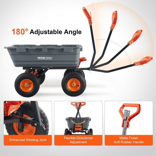 Garden Cart Durable Poly Dump Cart with Simple Assembly Steel Frame