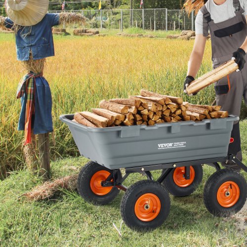 Garden Cart Durable Poly Dump Cart with Simple Assembly Steel Frame
