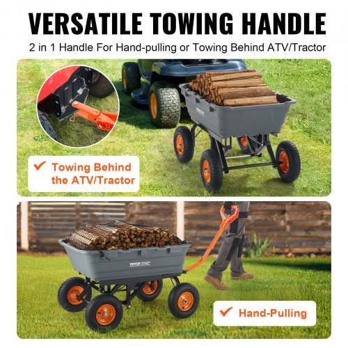 Garden Cart Durable Poly Dump Cart with Simple Assembly Steel Structure