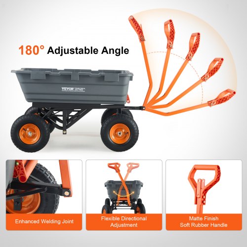 Garden Cart Durable Poly Dump Cart with Simple Assembly Steel Structure