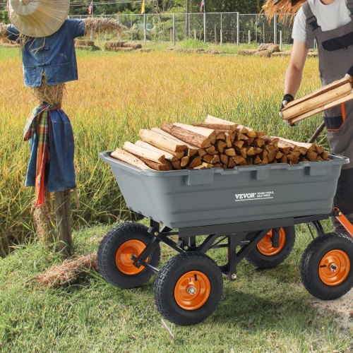 Garden Cart Durable Poly Dump Cart with Simple Assembly Steel Structure