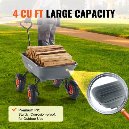 Garden Cart Durable Poly Dump Cart with Simple Assembly Steel Framework