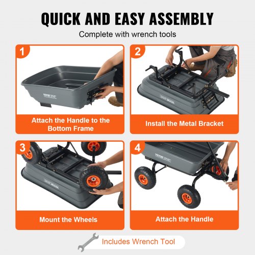 Garden Cart Durable Poly Dump Cart with Simple Assembly Steel Framework