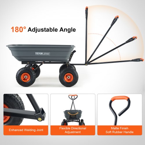Garden Cart Durable Poly Dump Cart with Simple Assembly Steel Framework