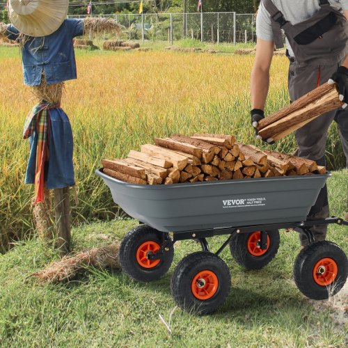 Garden Cart Durable Poly Dump Cart with Simple Assembly Steel Framework