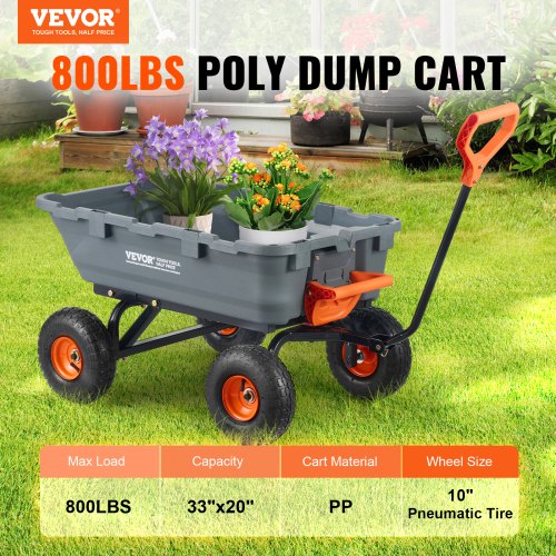 Garden Cart Durable Poly Dump Cart with Simple Assembly Steel Structure