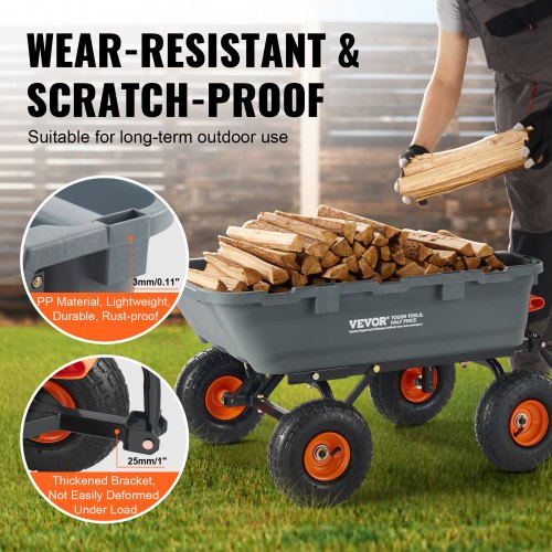 Garden Cart Durable Poly Dump Cart with Simple Assembly Steel Structure