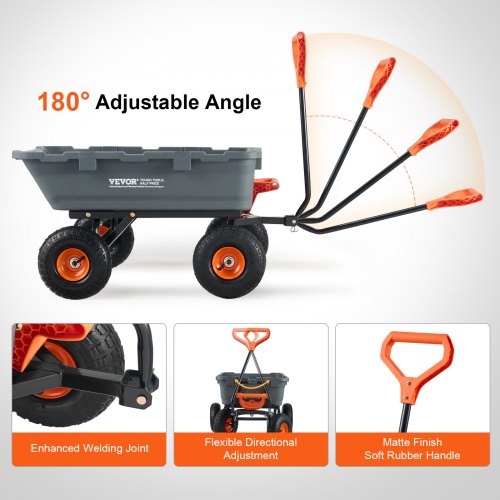 Garden Cart Durable Poly Dump Cart with Simple Assembly Steel Structure