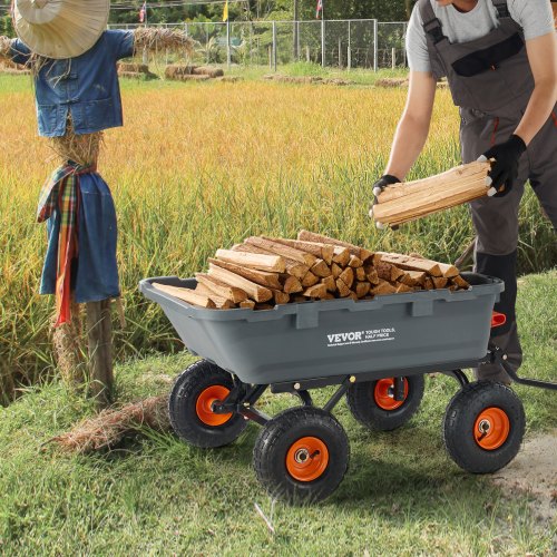 Garden Cart Durable Poly Dump Cart with Simple Assembly Steel Structure