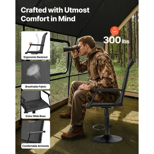Hunting Chair 360° Silent Swivel Lightweight Blind Chair HeavyDuty Steel